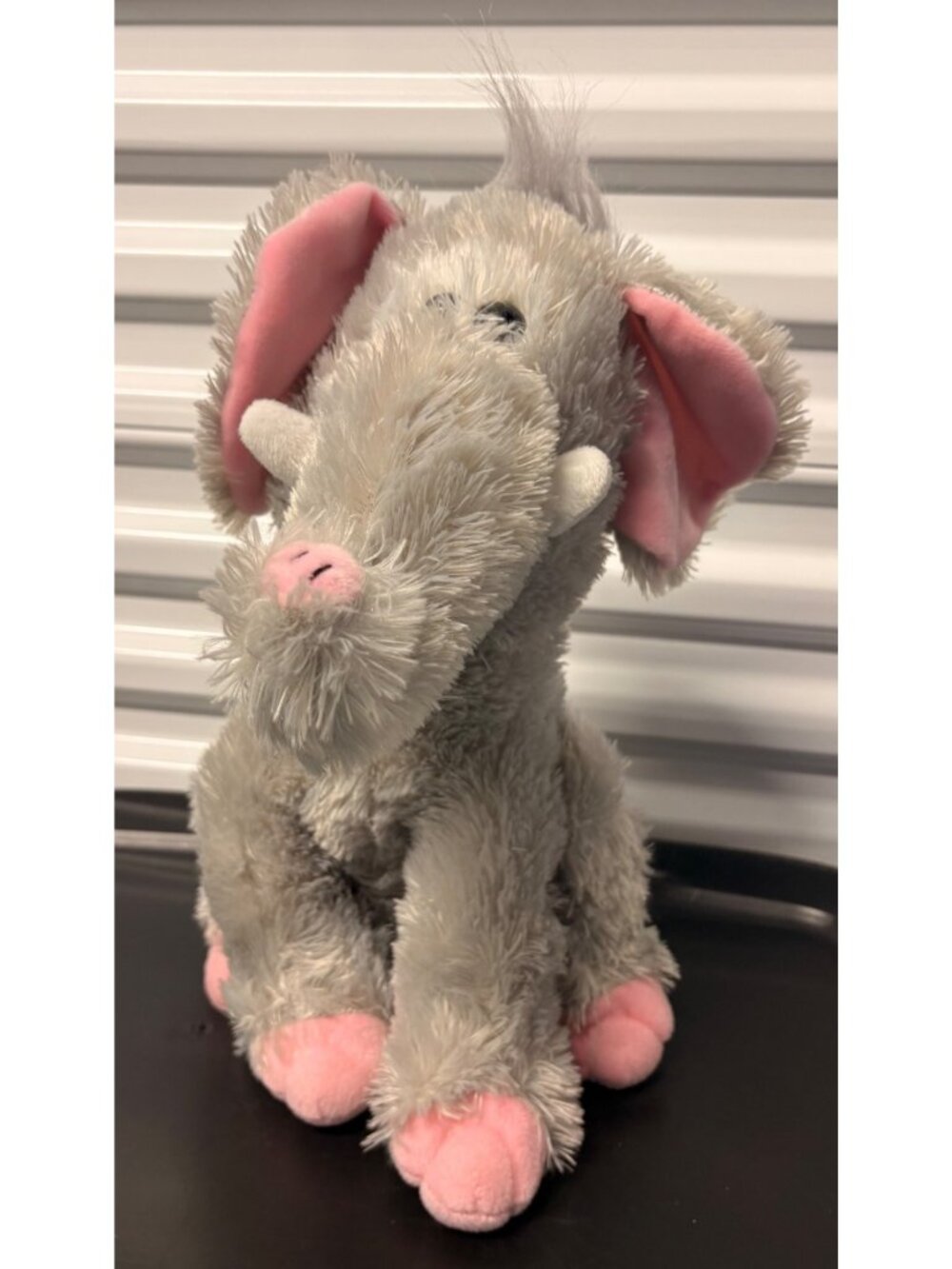 Fiesta 16" Gray & Pink Plush Sitting Elephant Stuffed Animal Soft Toy